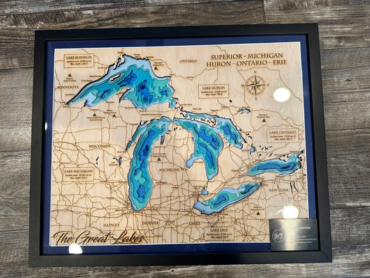 Great Lakes Bathymetric Layered Map