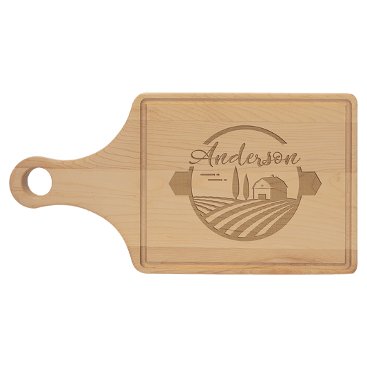 Maple Cutting Board Paddle Shape with Drip Ring - 13 1/2" x 7"