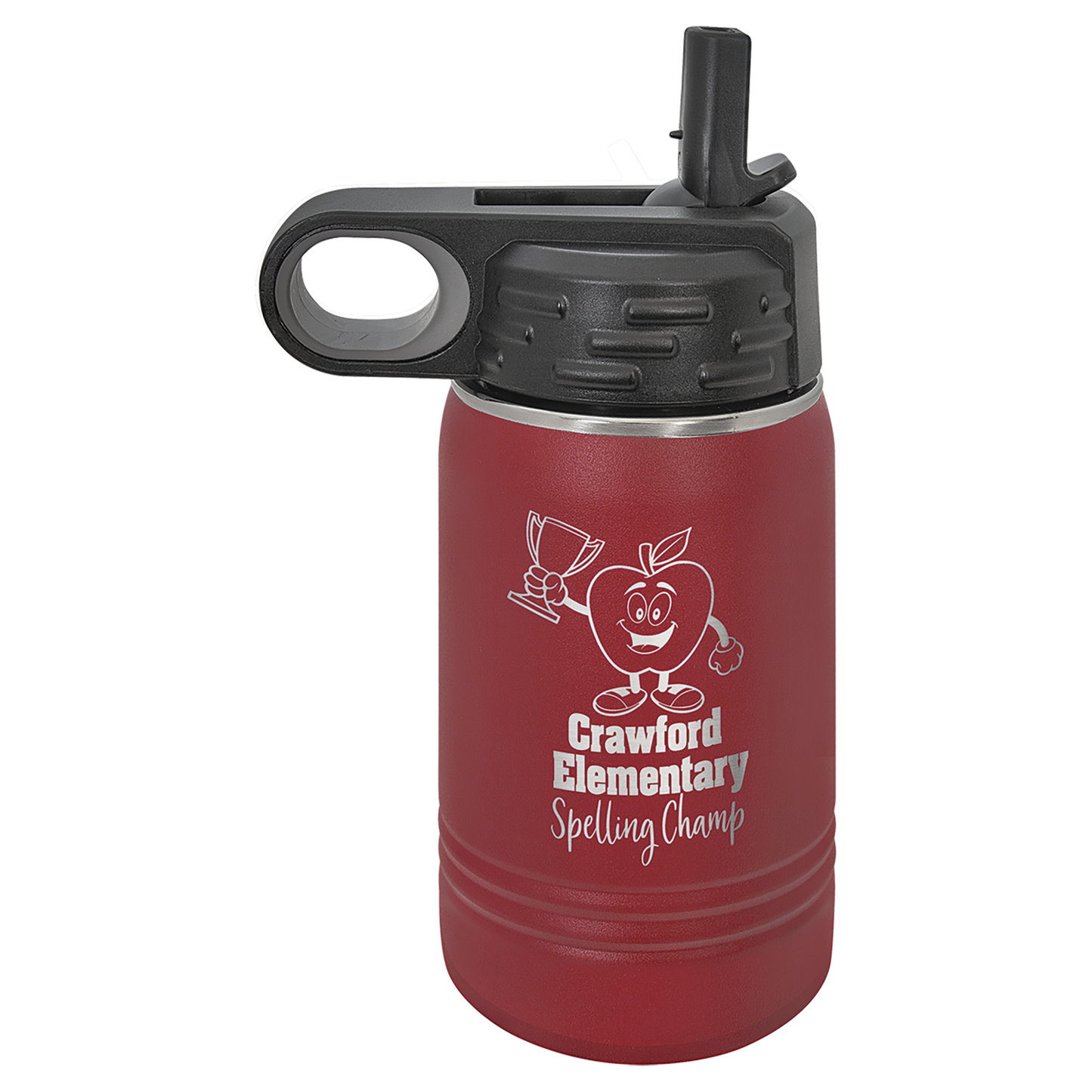 Polar Camel 12 oz. Vacuum Insulated Water Bottle with Lid and Flip up Straw