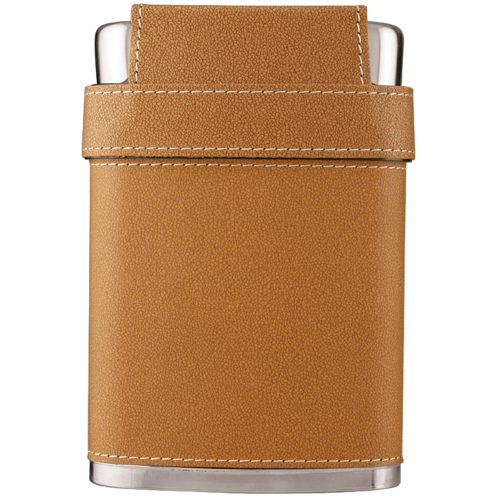 LEATHER WRAPPED 7 OZ. STAINLESS STEEL FLASK KIT