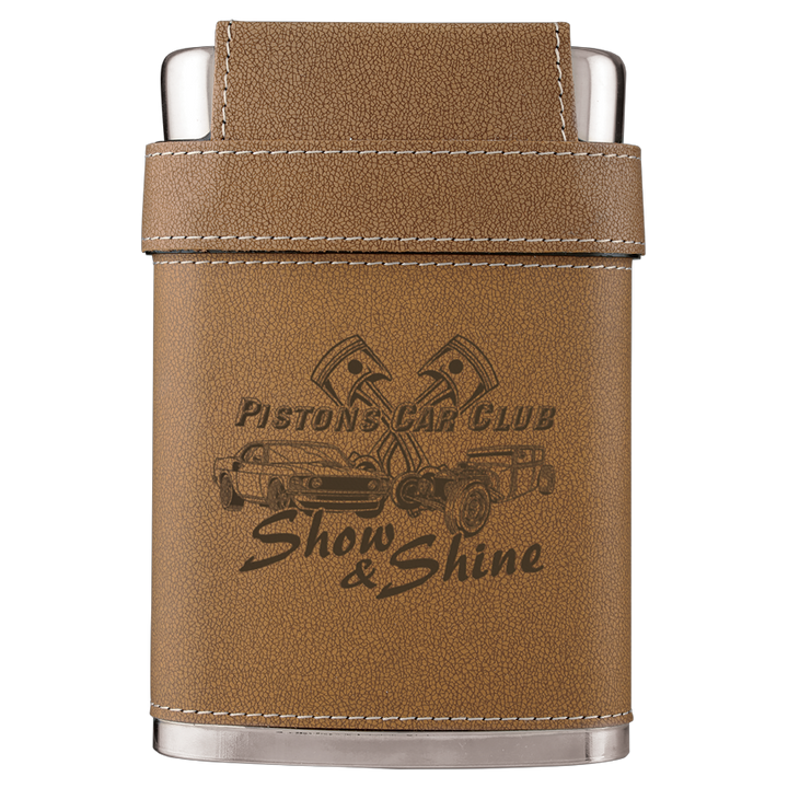 LEATHER WRAPPED 7 OZ. STAINLESS STEEL FLASK KIT